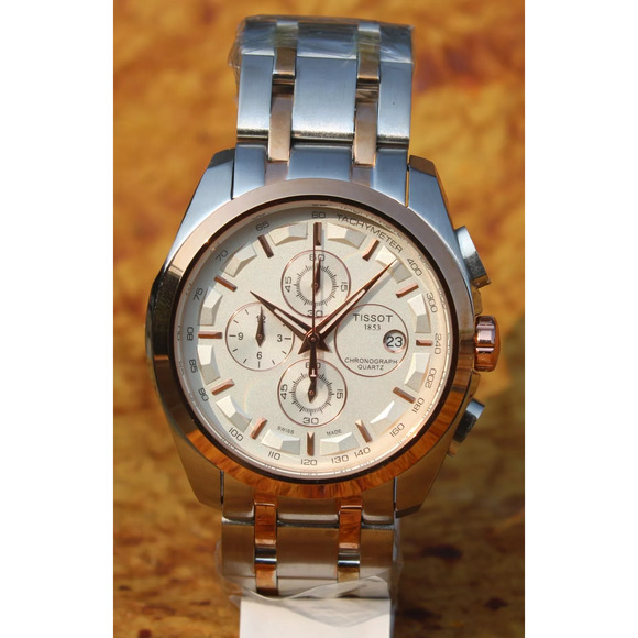 Tissot Two Tone Couturier Tachymeter Swiss Chronograph Men's Black Dial Watch - Picture 1 of 11